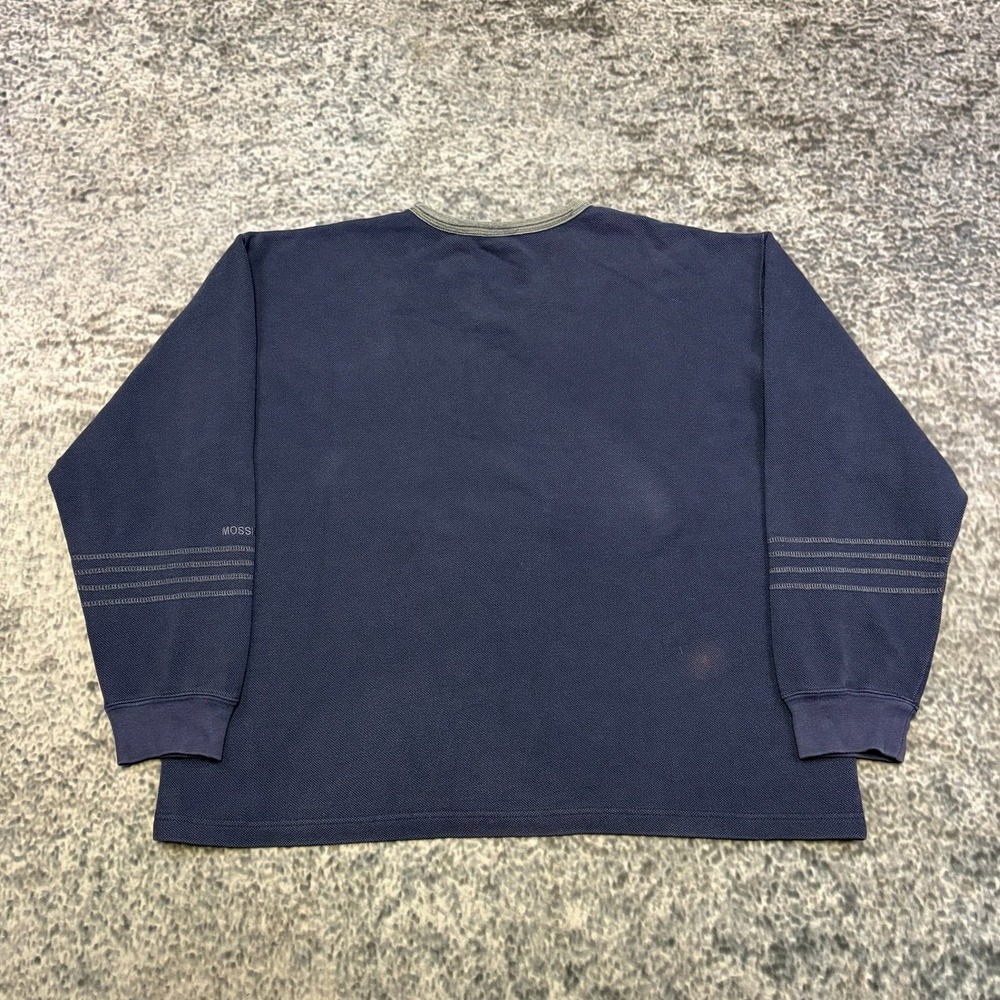 Vintage Y2K Mossimo Sweatshirt V-Neck Mens Medium Navy Blue Grunge Skater - Picture 2 of 8